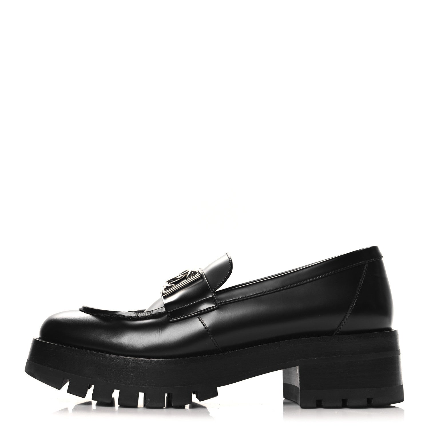 Chanel Calfskin Metal CC Loafers 39 Black