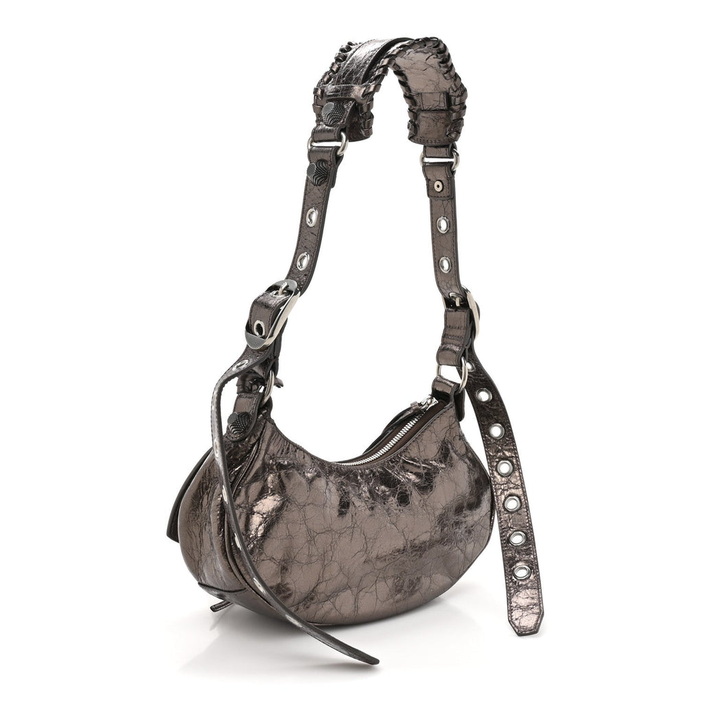 Balenciaga Metallic Agneau Arena Le Cagole Shoulder Bag XS Dark Bronze