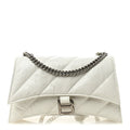 Balenciaga Crushed Calfskin Quilted Small Crush Chain Bag Optic White