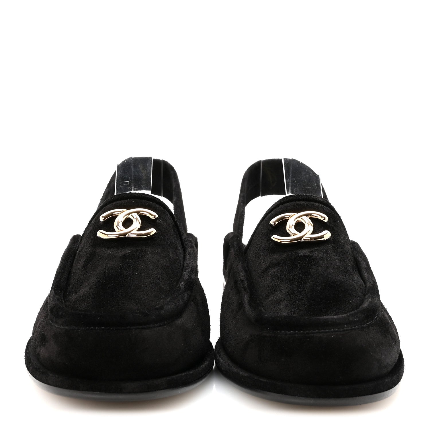 Chanel Suede Calfskin CC Slingback Loafers 39 Black