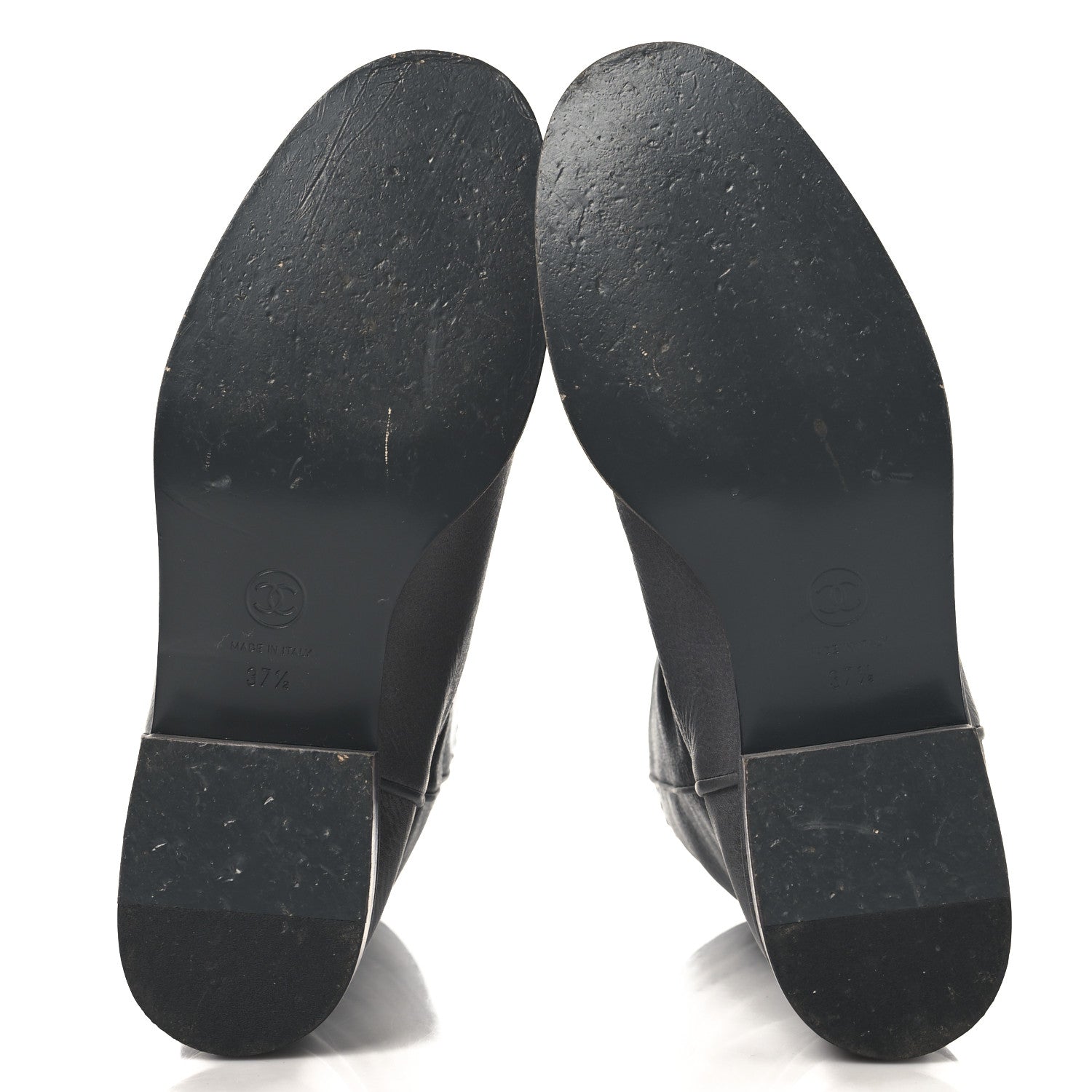 Chanel Calfskin Ascot CC Boots 37.5 Gray