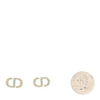 Christian Dior Crystal CD Earrings Blue Gold