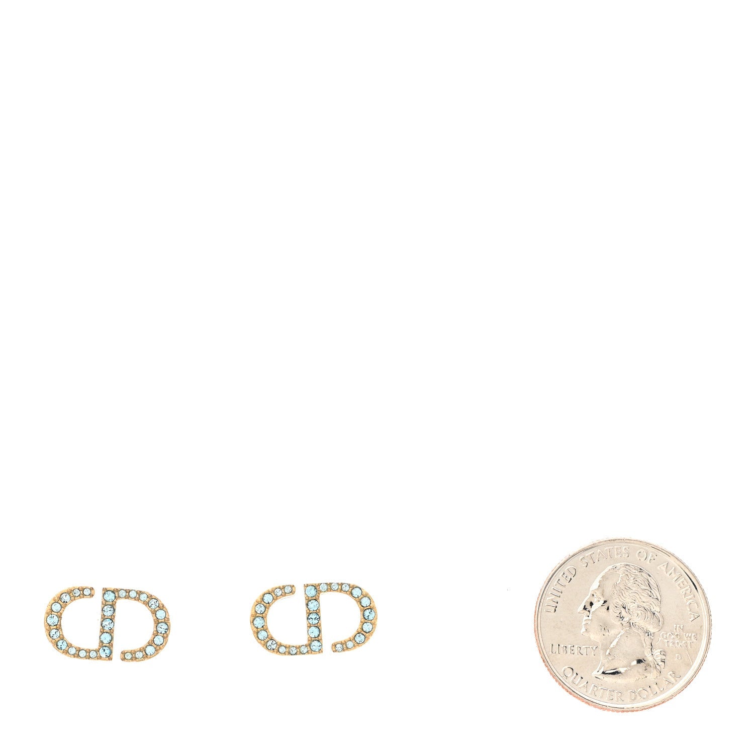 Christian Dior Crystal CD Earrings Blue Gold