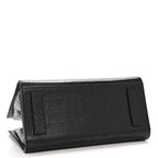 Balenciaga Calfskin Crocodile Embossed Medium Sharp Tote Black