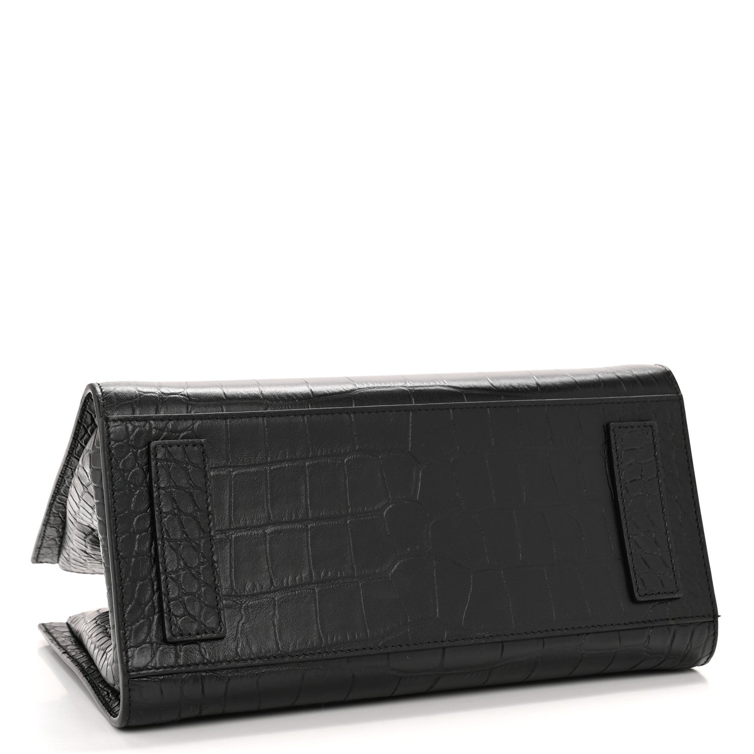 Balenciaga Calfskin Crocodile Embossed Medium Sharp Tote Black