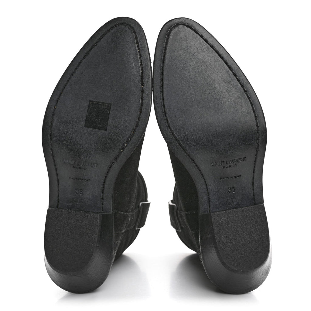Saint Laurent Suede Eastwood Western Boots 35 Black