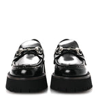 Gucci Cordovan Lux Womens Horsebit 45mm Platform Loafers 37.5 Black