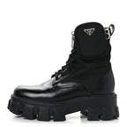 Prada Spazzolato Rois Nylon Metal Triangle Logo Monolith Pouch Pocket 55mm Boots 39 Black