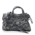 Balenciaga Denim BB Monogram Neo Cagole Handbag XS Blue