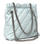 Balenciaga Crushed Calfskin Quilted Crush Small Tote Bag Light Blue