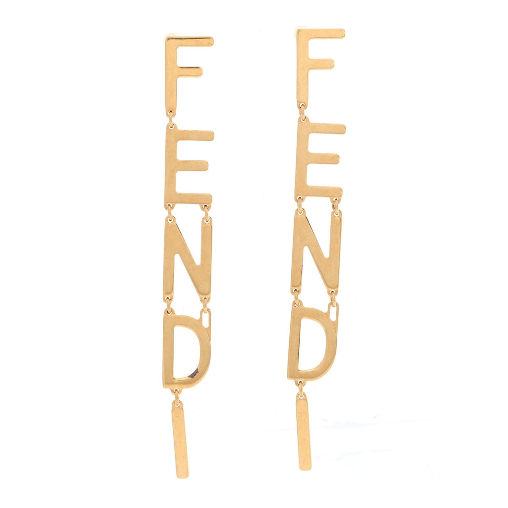 Fendi Metal Signature Earrings Gold