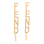 Fendi Metal Signature Earrings Gold