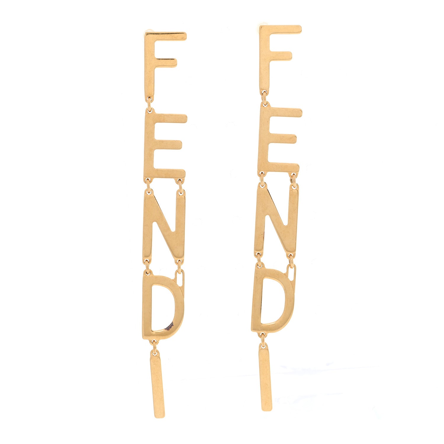 Fendi Metal Signature Earrings Gold