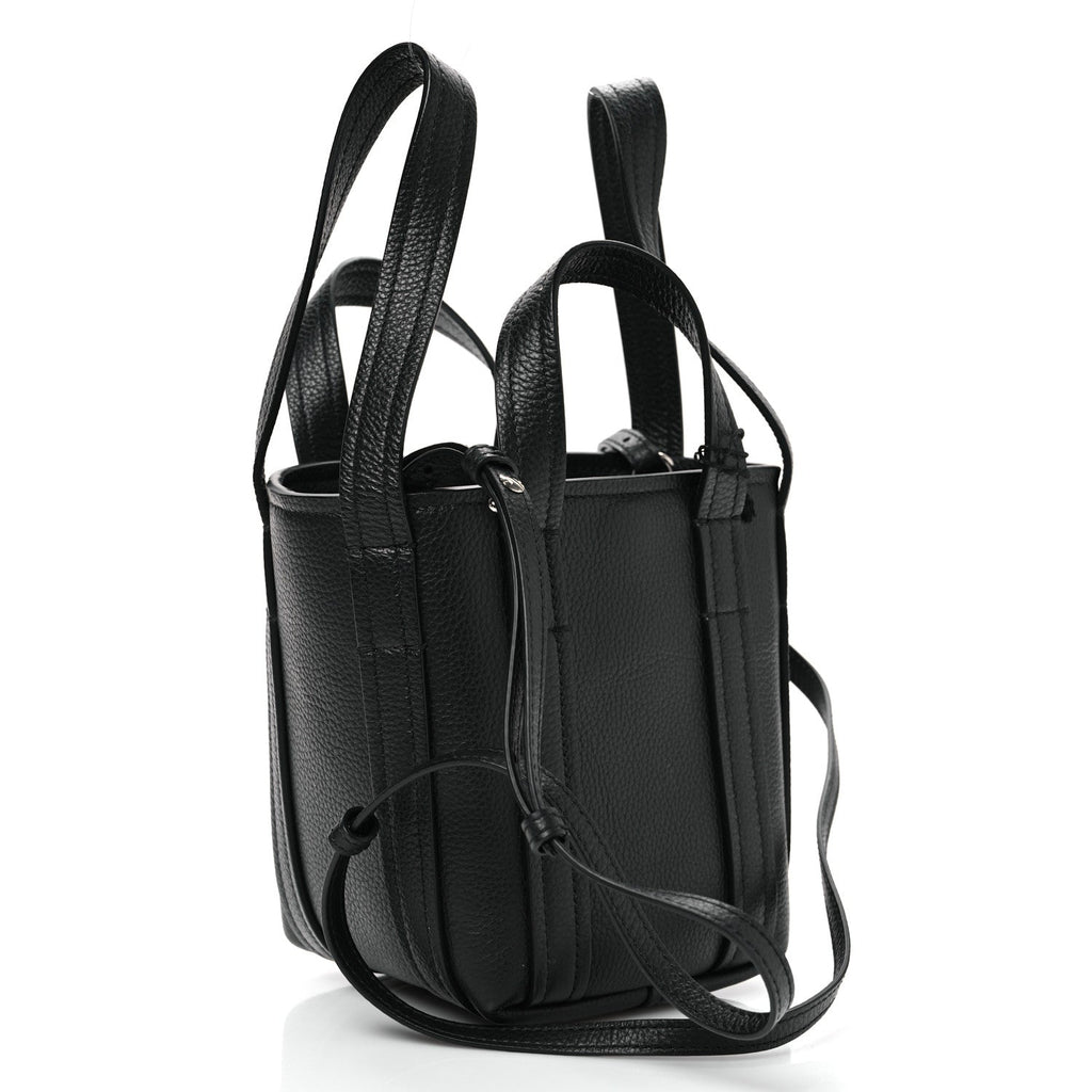 Balenciaga Grained Calfskin Mini 2.0 Everyday North South Shoulder Tote Bag Black