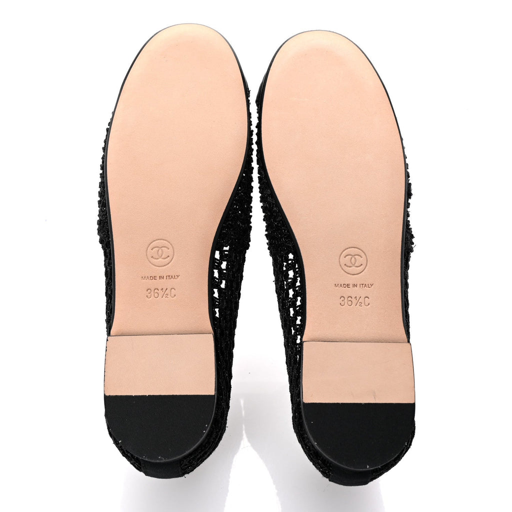 Chanel Knit Grosgrain Cap Toe CC Moccasin Loafers  36.5 Black
