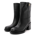 Miu Miu Calfskin Short Moto Boots 37 Black