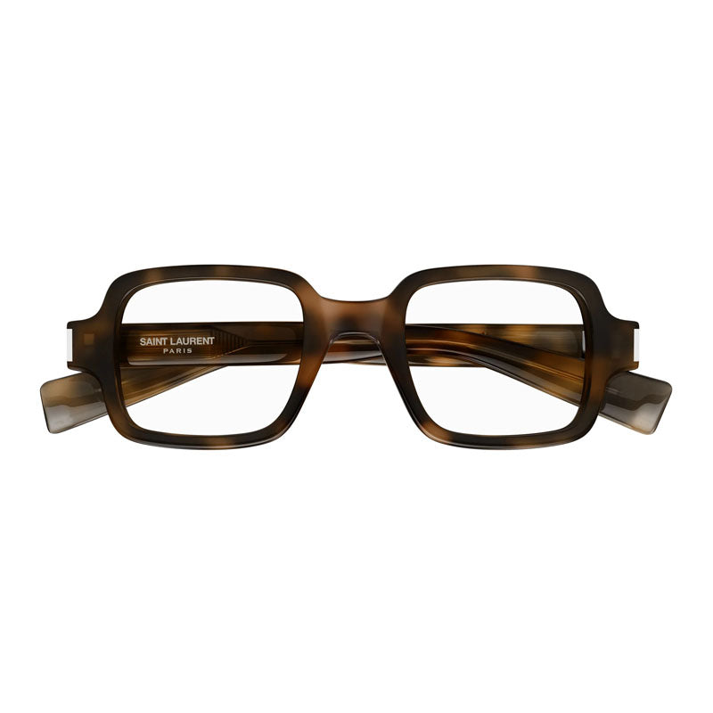 Saint Laurent Eyeglasses Square Full Rim, Dark Havana Frame and Clear Demo Lens Lens SL720OPT002