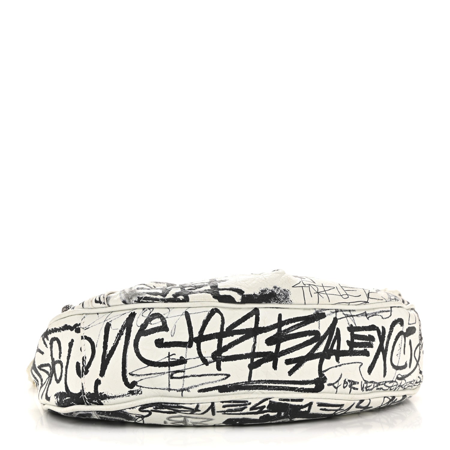 Balenciaga Agneau Arena Graffiti Le Cagole Shoulder Bag XS White Black