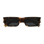Saint Laurent Sunglasses Rectangle Full Rim, Havana Frame and Grey Lens SL660002