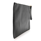 Balenciaga Calfskin Logo Large Cash Pouch With Handle Black White