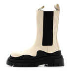Bottega Veneta Calfskin The Tire Chelsea Boots 38 Sea Salt Black