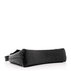 Balenciaga Extra Supple Calfskin Crocodile Embossed Monochrome XS Downtown Shoulder Bag Black
