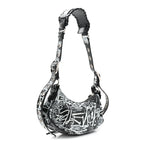 Balenciaga Agneau Arena Graffiti Le Cagole Shoulder Bag XS Black