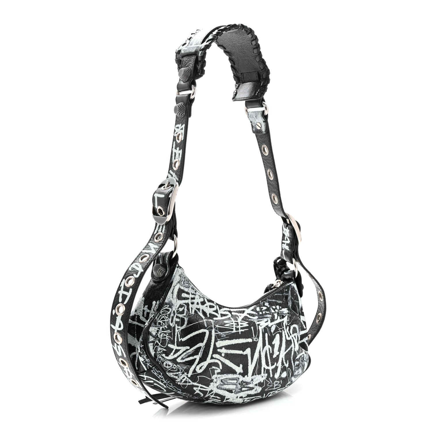 Balenciaga Agneau Arena Graffiti Le Cagole Shoulder Bag XS Black