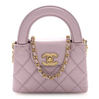 Chanel Shiny Aged Calfskin Quilted Mini Nano Kelly Shopper Light Pink