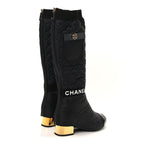 Chanel Mixed Fibers Lambskin Patent Calfskin Convertible High Boots 38.5 Black