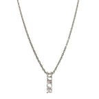 Christian Dior Metal Logo Necklace Silver