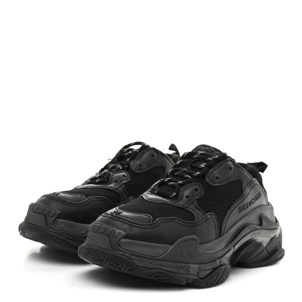 Balenciaga Fabric Mesh Womens Triple S Sneakers 38 Black
