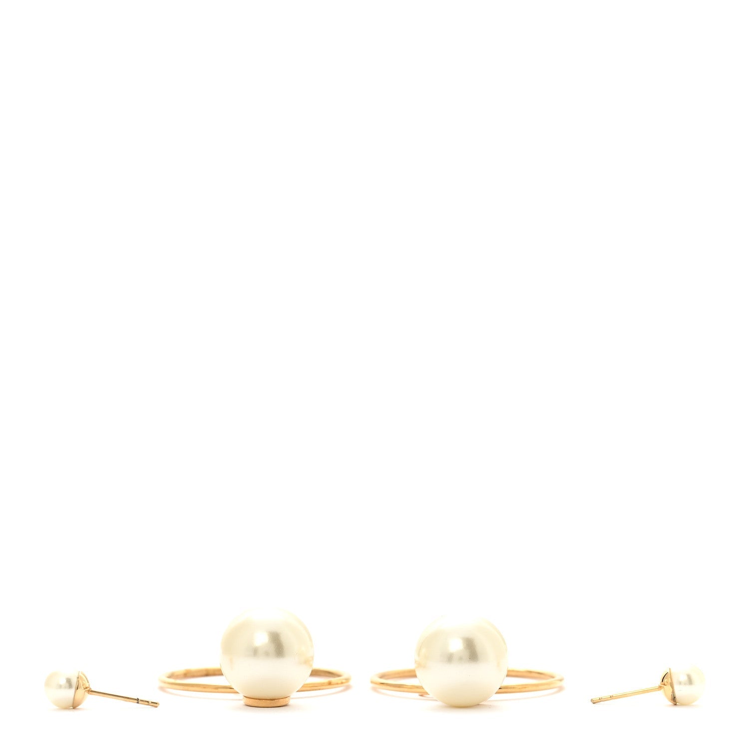 Christian Dior Pearl Tribales Dangle Chain Earrings Gold