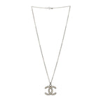 Chanel Baguette Crystal CC Necklace Silver