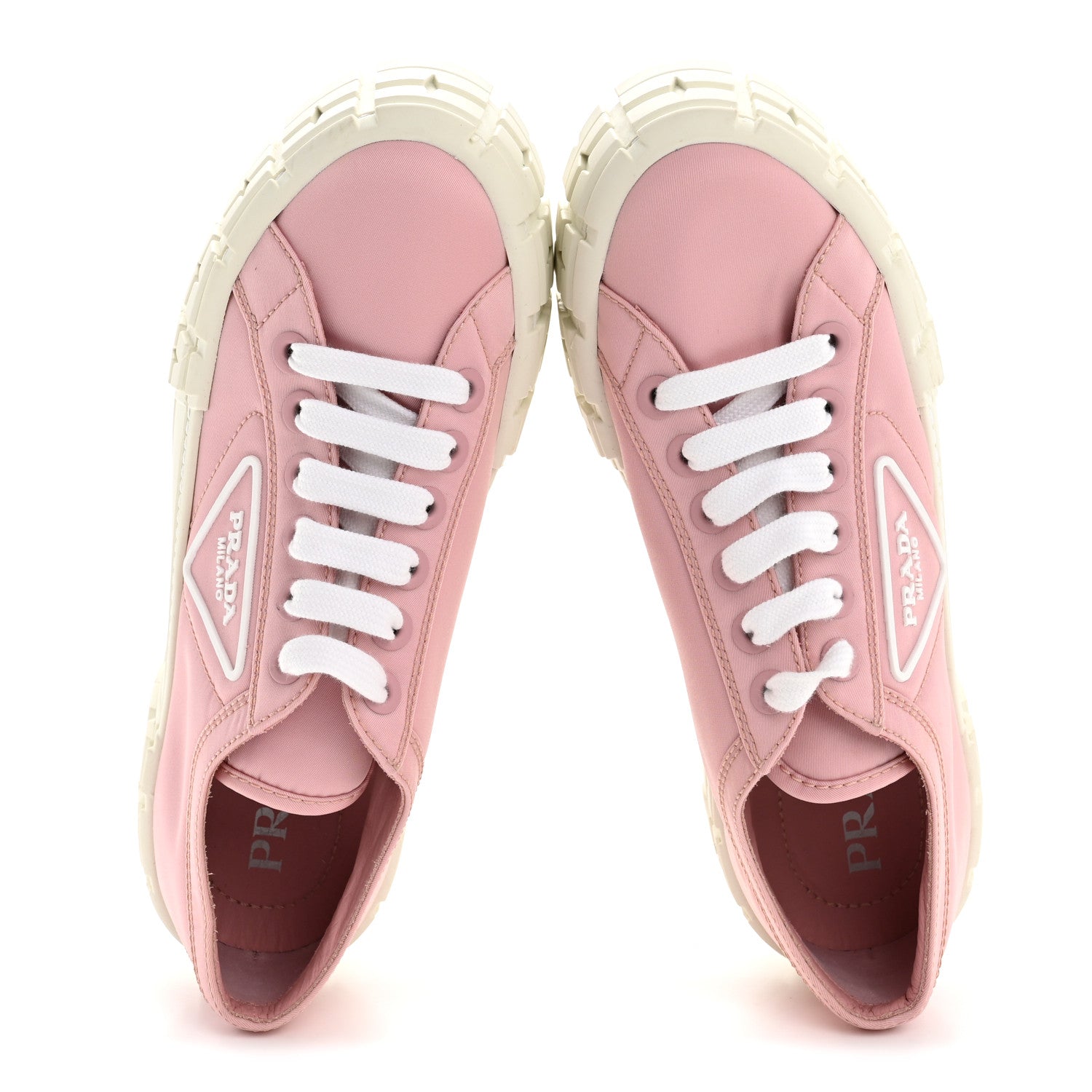 Prada Re-Nylon Gabardine Triangle Logo Double Wheel 50mm Sneakers 38 Alabastro