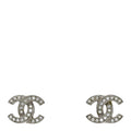 Chanel Crystal CC Earrings Silver
