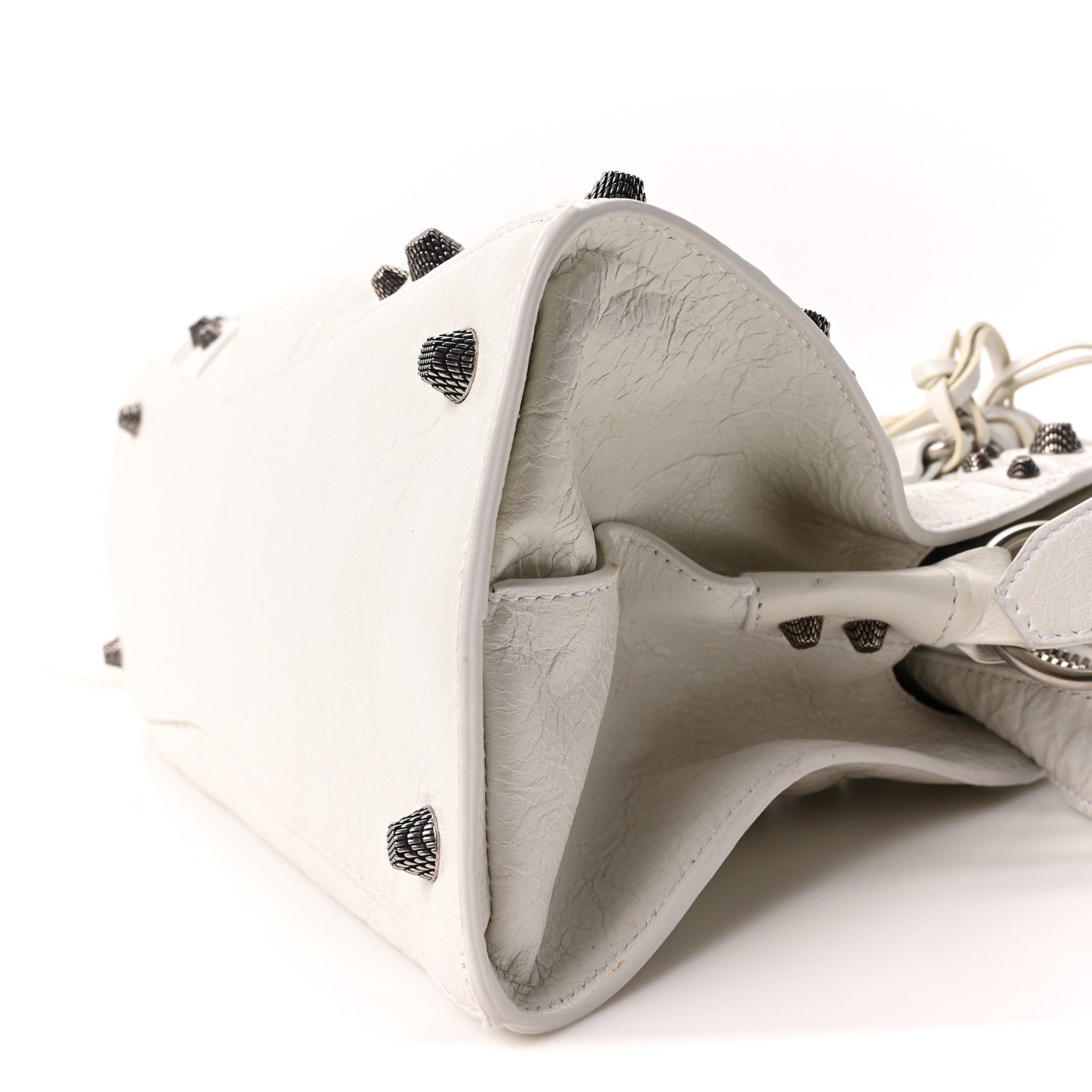 Balenciaga Agneau Arena Small Neo Cagole City Handbag Optic White