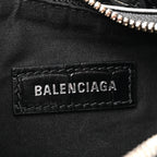 Balenciaga Extra Supple Calfskin Crystal Crocodile Embossed Le Cagole Shoulder Bag XS Black