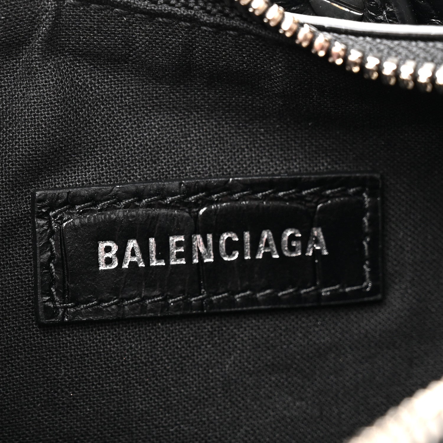 Balenciaga Extra Supple Calfskin Crystal Crocodile Embossed Le Cagole Shoulder Bag XS Black