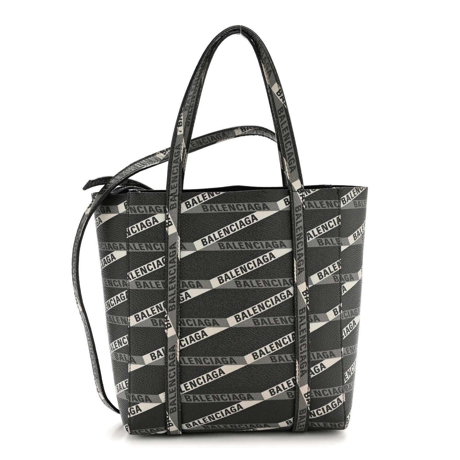 Balenciaga Coated Canvas Losange Monogram XXS Tote Black Grey