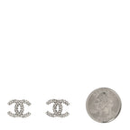 Chanel Crystal CC Treasure Chest Earrings Silver