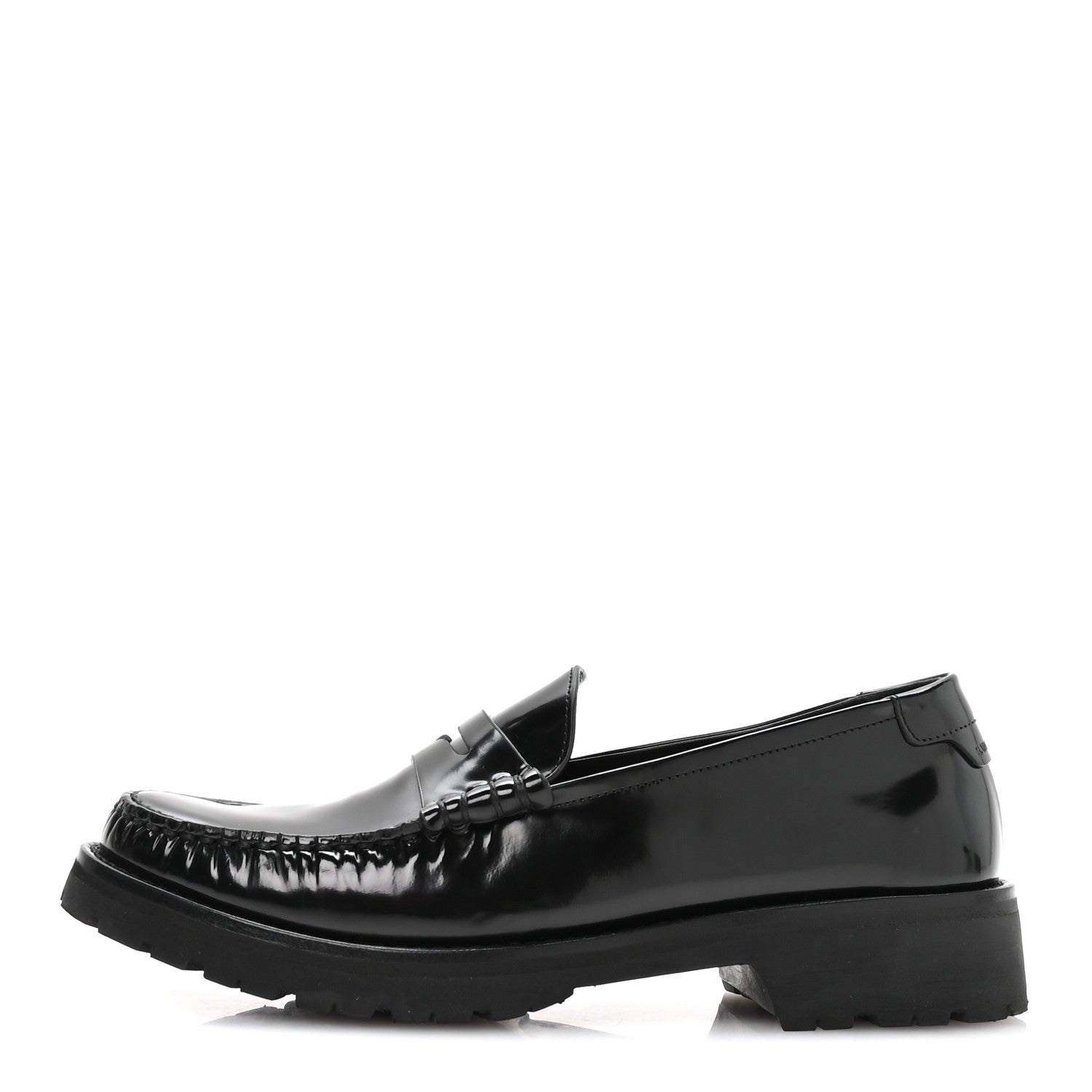 Saint Laurent Glazed Calfskin Le Loafer 15 Penny Slippers 39 Black