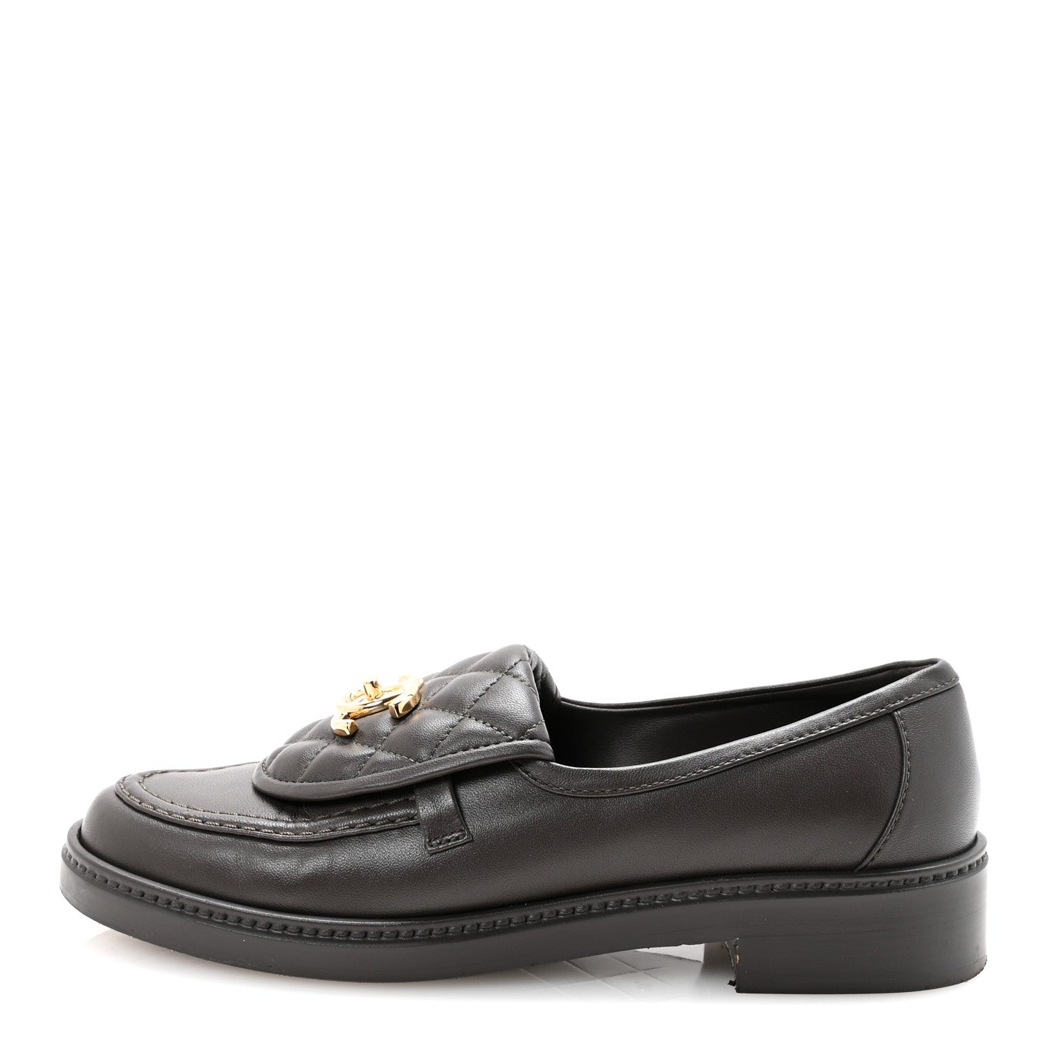 Chanel Lambskin Quilted CC Turnlock Loafers 36 Dark Brown