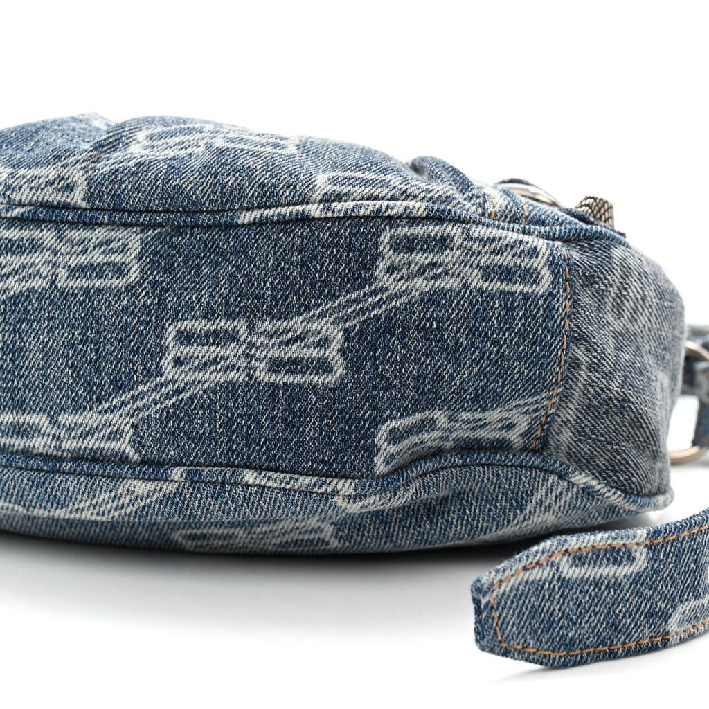 Balenciaga Denim BB Monogram Le Cagole Shoulder Bag XS Blue
