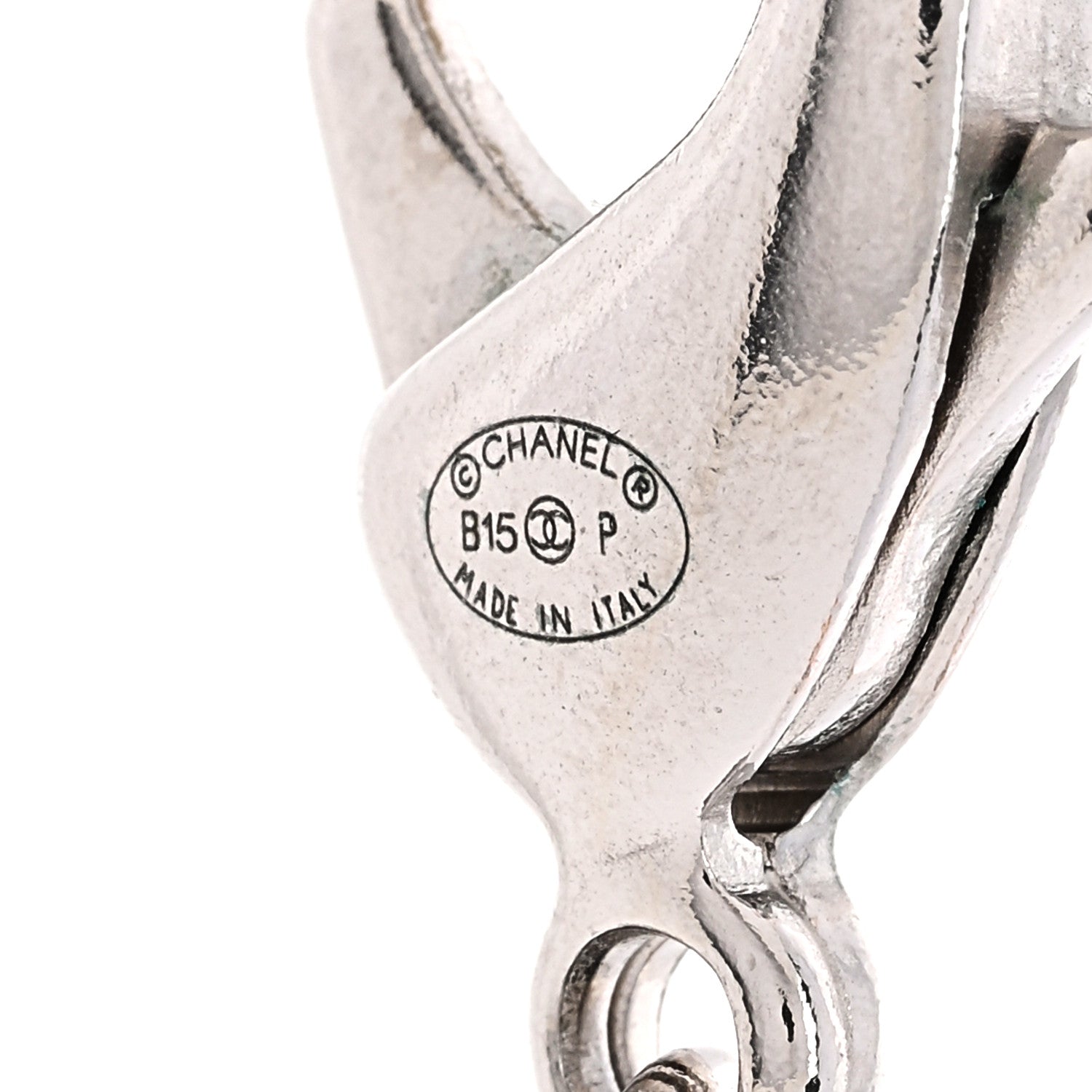 Chanel Oversized Chain Logo Short Necklace Silver