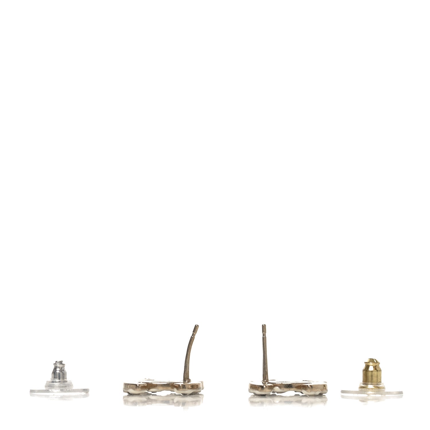 Chanel Crystal Enamel CC Earrings White