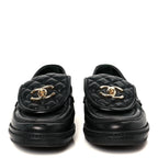 Chanel Lambskin Quilted CC Turnlock Loafers 37 Black