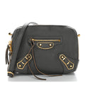 Balenciaga Chevre Gold Metallic Edge Hardware XS Reporter Crossbody Gris Acier