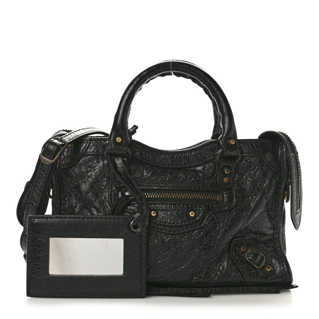 Balenciaga Agneau Classic Gold Hardware Nano City Black