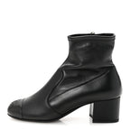 Chanel Stretch Lambskin Cap Toe CC Uniform Short Boots  35 Black